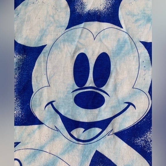 Disney Mickey Mouse Graphic Blue White Tie Dye Airbrushed Sleeveless Tank Top L - Picture 4 of 9
